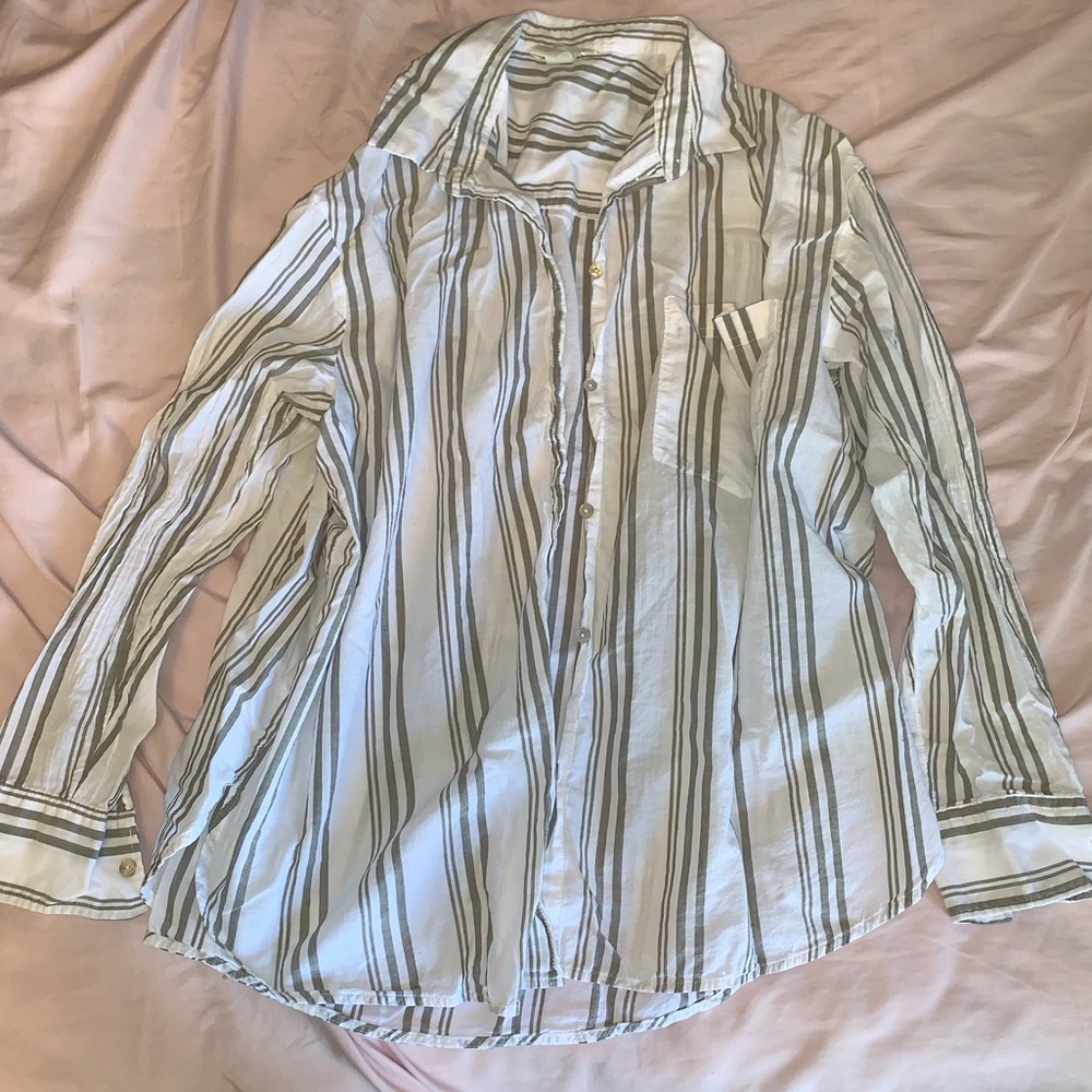 white and grey collared shirt